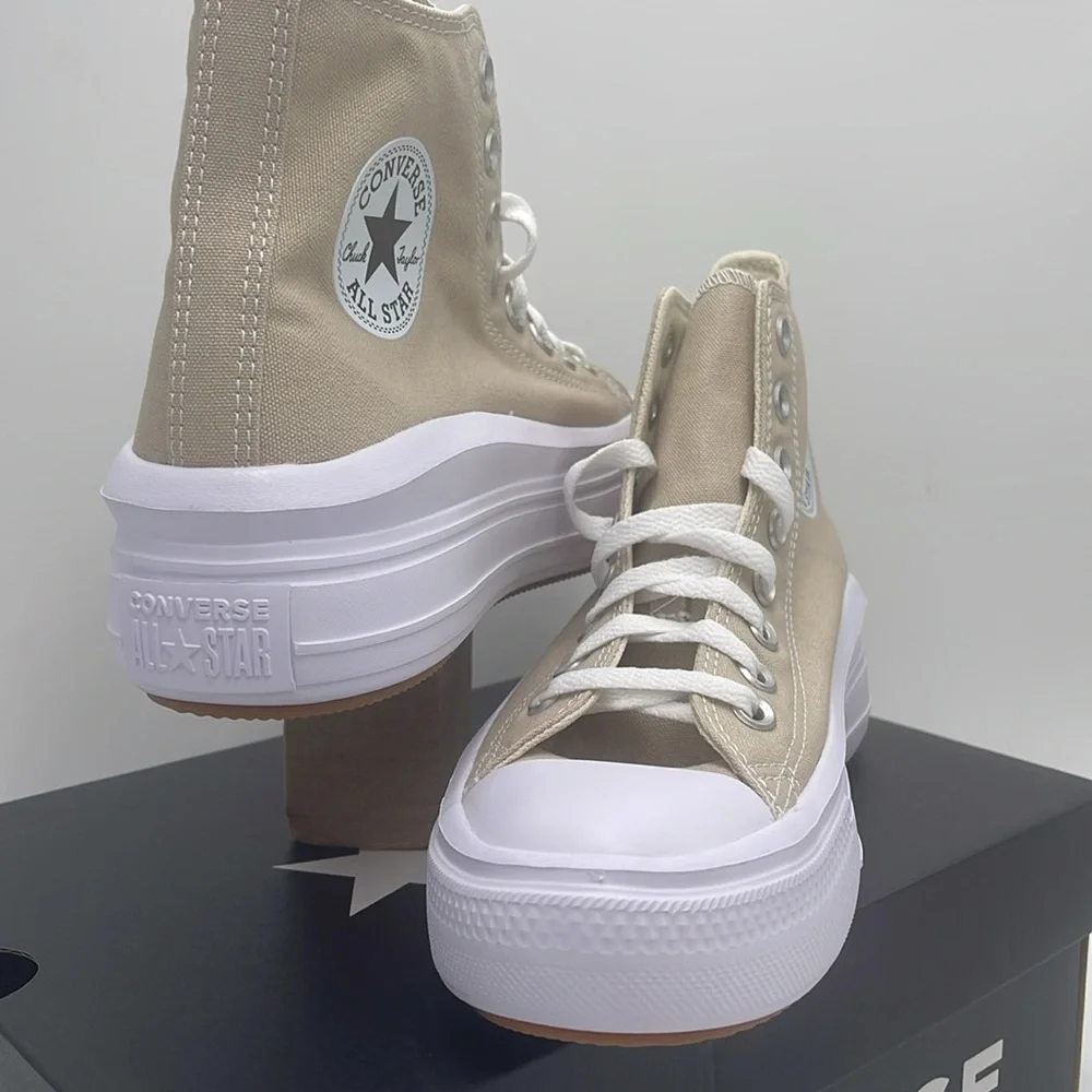 Converse WMNS A04365C CTAS MOVE HI BEACH STONE/WHITE/BEACH STONE Platforms - Picture 8 of 16